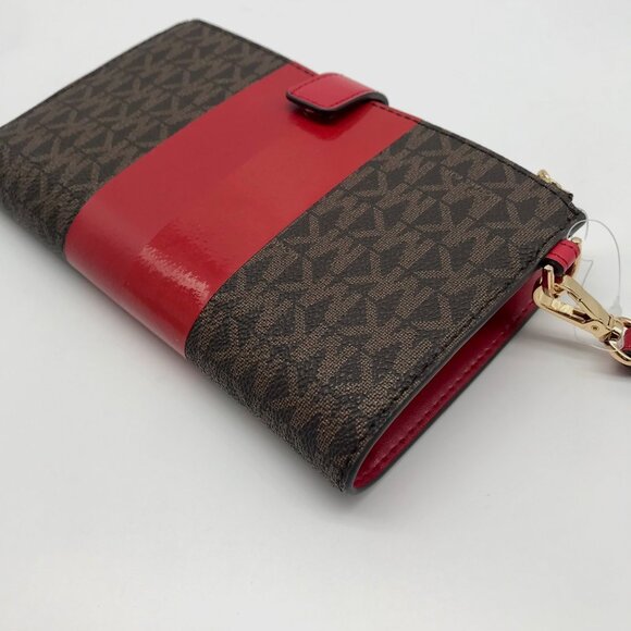 Michael Kors Logo Jet Set Crimson Double Zip Wristlet- NWT - Picture 8 of 13